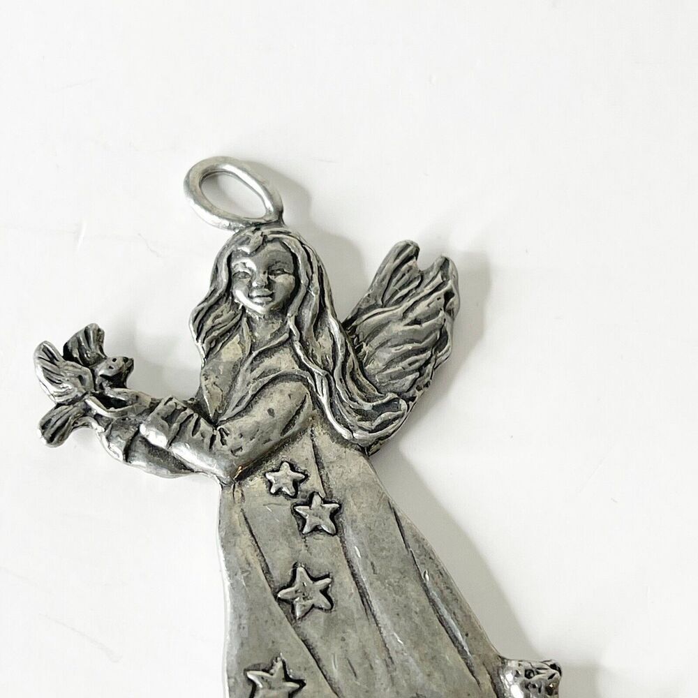 Vintage Seagull Canada 1992 Pewter Pendant Angel Necklace Ornament Keychain - Picture 7 of 16